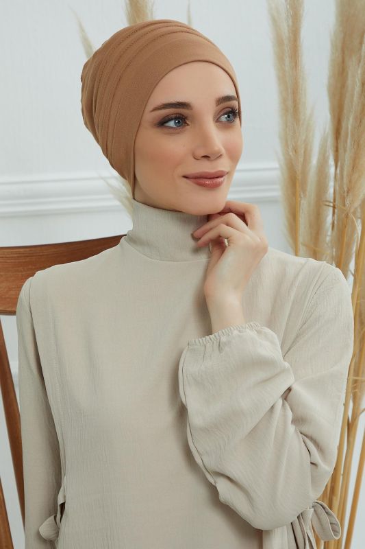 Bere Model Tesettür Bone,B-34 Açık Kahverengi - 4