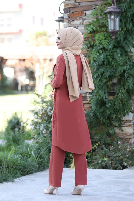 Boncuk İşlemeli Takım mdc 5434 Mercan - 3