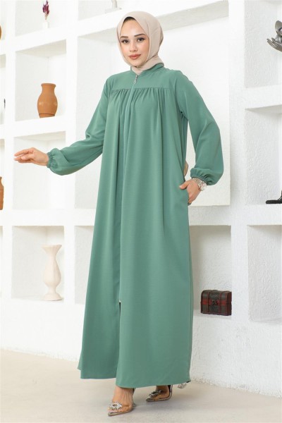 Büzgülü Jessica Krep Ferace YEŞİL - Thumbnail