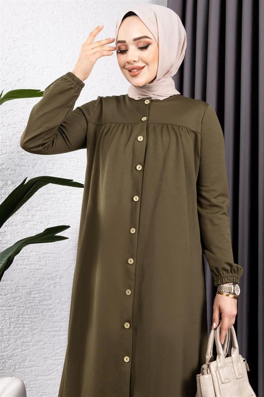 Büzgülü Tesettür Tunik HAKİ - 3