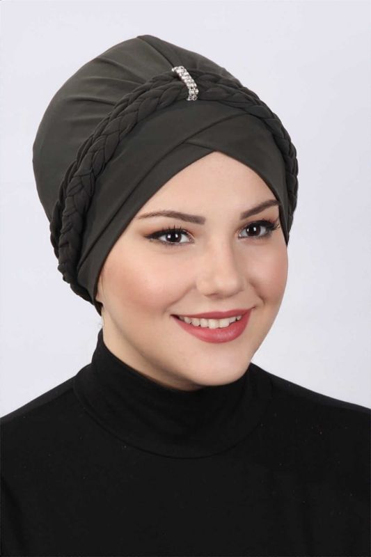 بونيه محبوك مزدوج كاكي - 1