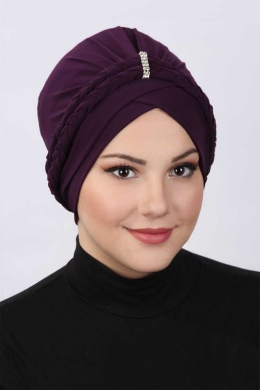 بونيه محبوك مزدوج البرقوق - 1
