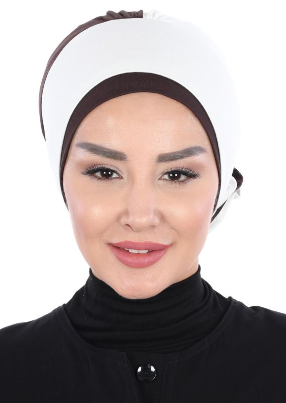 Double Color Rose Bonnet,B-28 Cream - Brown - 1