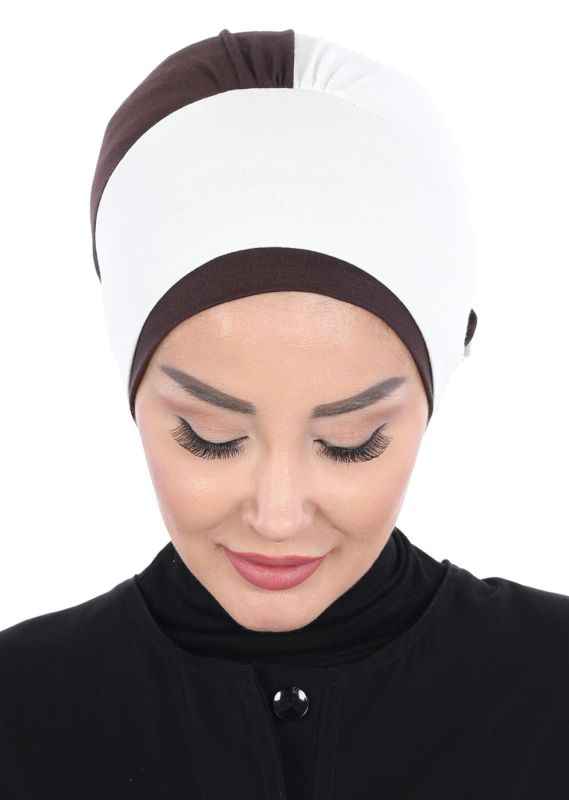 Double Color Rose Bonnet,B-28 Cream - Brown - 2