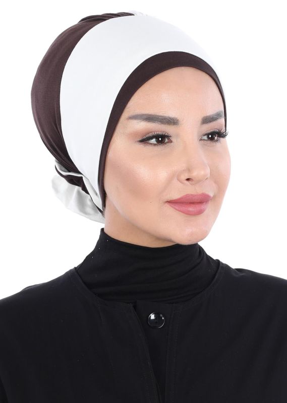 Double Color Rose Bonnet,B-28 Cream - Brown - 3