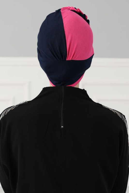 Double Colored Rose Bone, B-28 Navy Blue - Fuchsia - 4