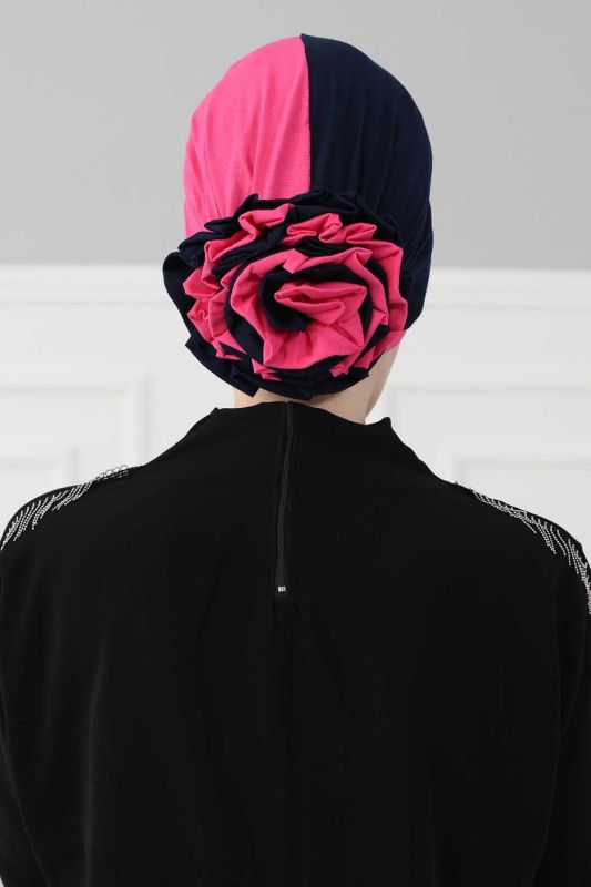 Double Colored Rose Bone, B-28 Navy Blue - Fuchsia - 7
