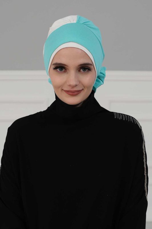 Double Colored Rose Bone, B-28 Turquoise - Cream - 1