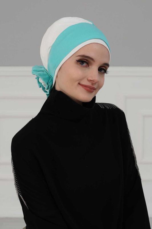 Double Colored Rose Bone, B-28 Turquoise - Cream - 2