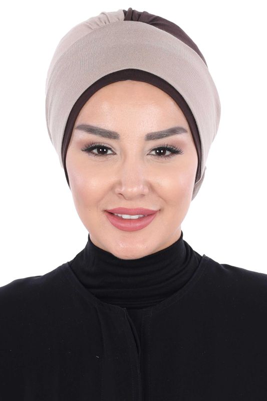 بونيه وردي مزدوج اللون،B-28 مينك - بني - 3