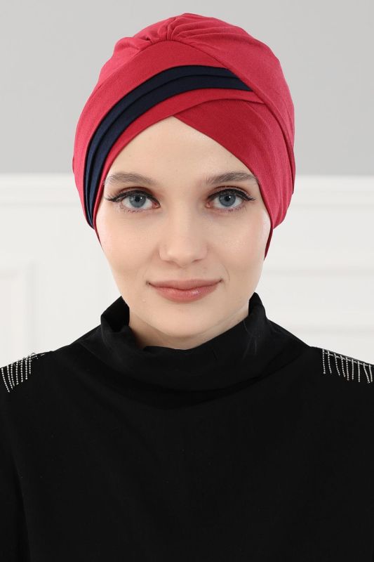 Çift Renkli Penye Bone,B-23 Bordo - Lacivert - 1