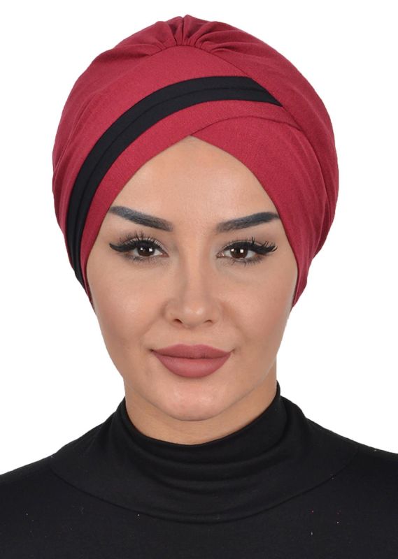 Çift Renkli Penye Bone,B-23 Bordo - Siyah - 1