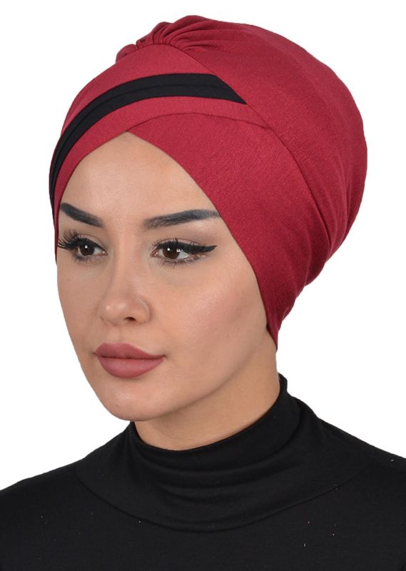 Çift Renkli Penye Bone,B-23 Bordo - Siyah - 3