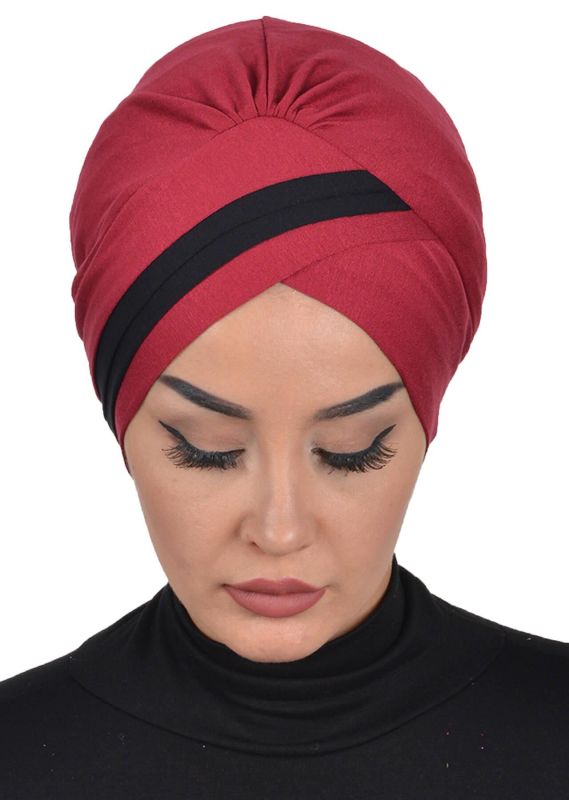 Çift Renkli Penye Bone,B-23 Bordo - Siyah - 4