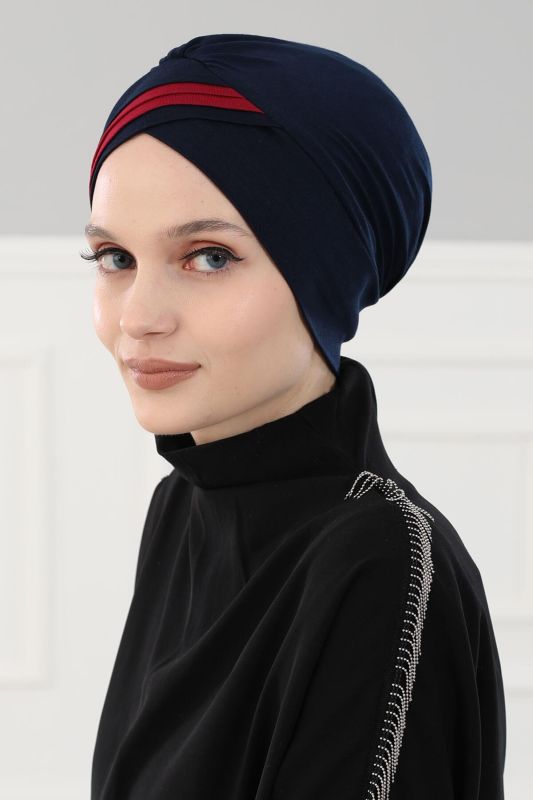 Çift Renkli Penye Bone,B-23 Lacivert - Bordo - 3
