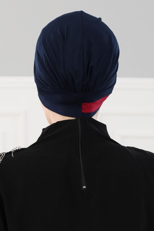 Çift Renkli Penye Bone,B-23 Lacivert - Bordo - 6