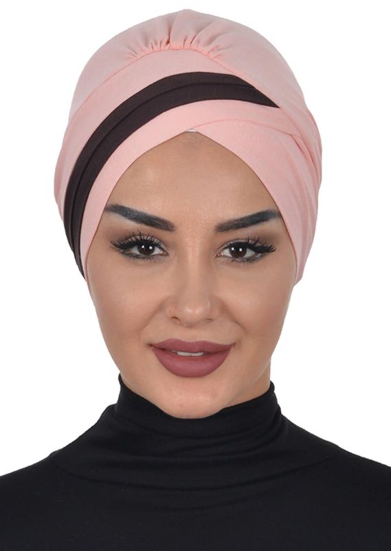 Çift Renkli Penye Bone,B-23 Pudra - Kahverengi - 1