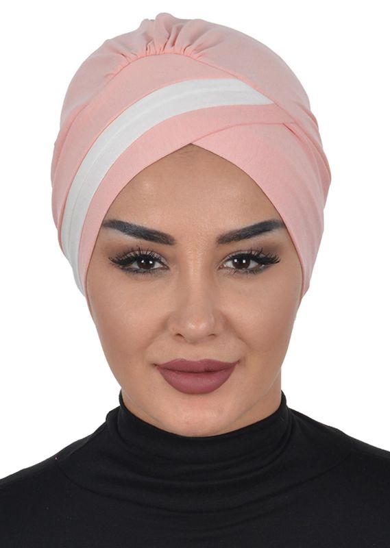 Çift Renkli Penye Bone,B-23 Pudra - Krem - 1