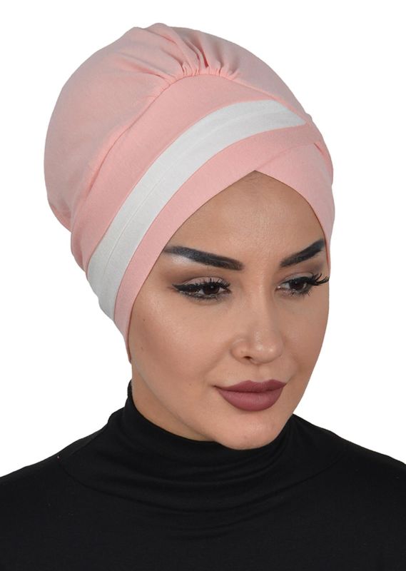 Çift Renkli Penye Bone,B-23 Pudra - Krem - 2