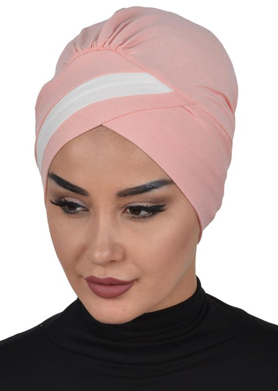 Çift Renkli Penye Bone,B-23 Pudra - Krem - 3