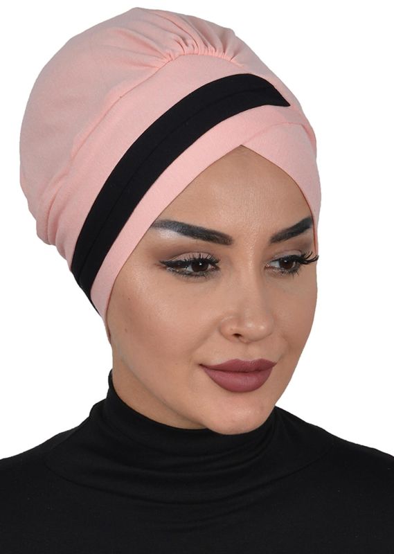 Çift Renkli Penye Bone,B-23 Pudra - Siyah - 1