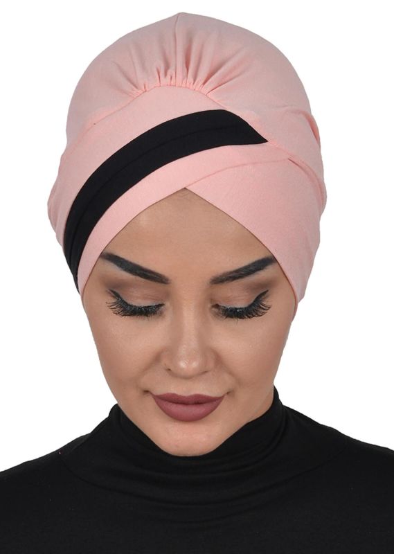 Çift Renkli Penye Bone,B-23 Pudra - Siyah - 2