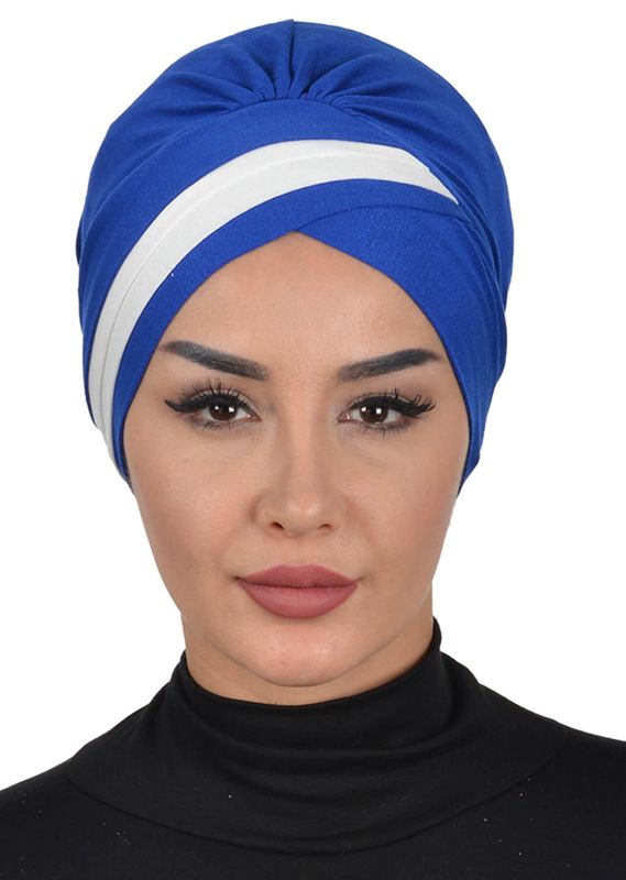 Double Color Combed Cotton Bonnet, B-23 Saks - Cream - 1