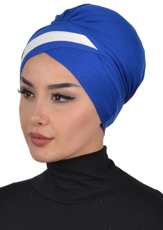 Double Color Combed Cotton Bonnet, B-23 Saks - Cream - 3