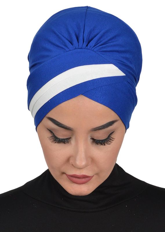 Double Color Combed Cotton Bonnet, B-23 Saks - Cream - 4