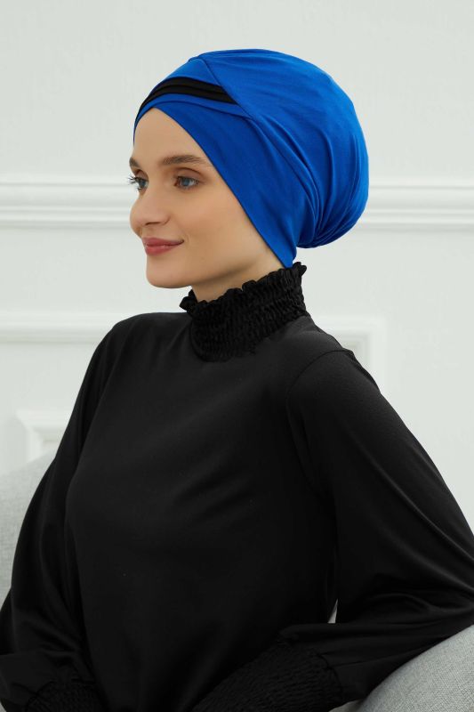 Çift Renkli Penye Bone,B-23 Saks - Siyah - 6