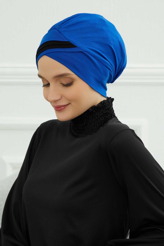 Çift Renkli Penye Bone,B-23 Saks - Siyah - 7
