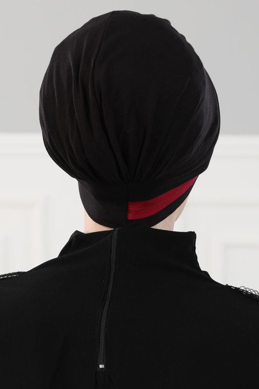 Çift Renkli Penye Bone,B-23 Siyah - Bordo - 4