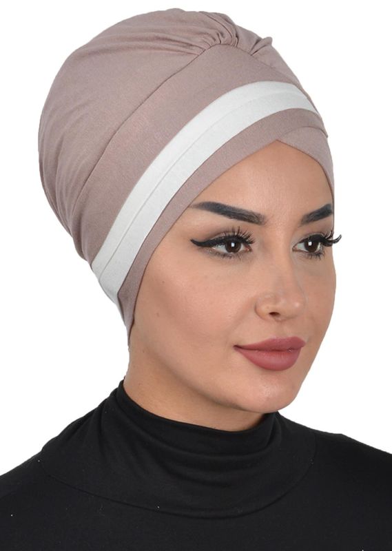 Çift Renkli Penye Bone,B-23 Vizon - Krem - 2