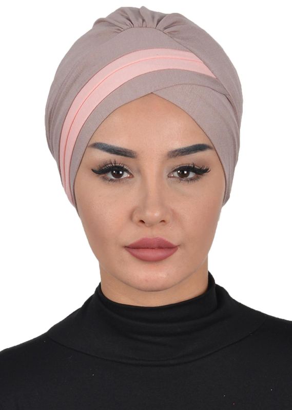 Çift Renkli Penye Bone,B-23 Vizon - Pudra - 1