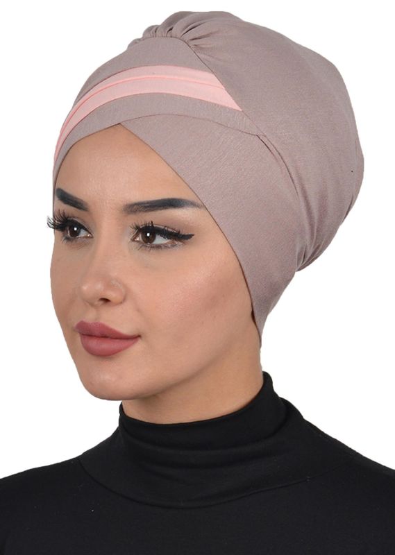 Çift Renkli Penye Bone,B-23 Vizon - Pudra - 4