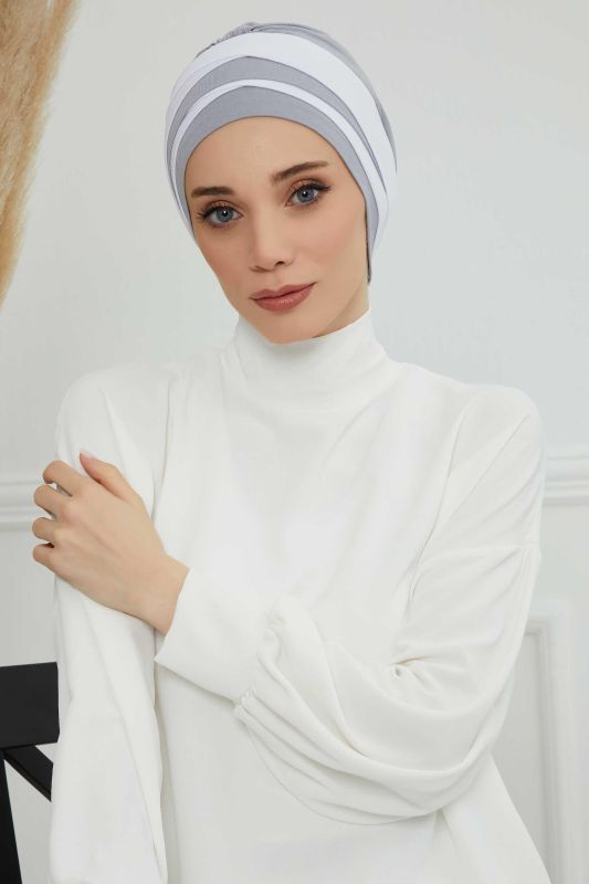 Çift Renkli Penye Bone,B-65 Gri 2-Beyaz - 1