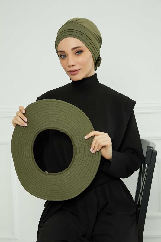 Çıkarılabilir Penye Şapka Bone,S-2P Haki Yeşili - 5