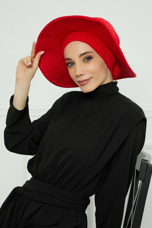 Removable Combed Cotton Hat Bonnet,S-2P Red - 1