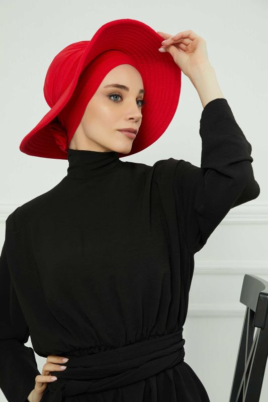 Removable Combed Cotton Hat Bonnet,S-2P Red - 2