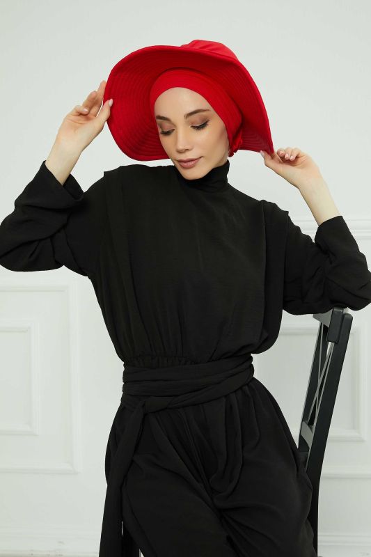 Removable Combed Cotton Hat Bonnet,S-2P Red - 3