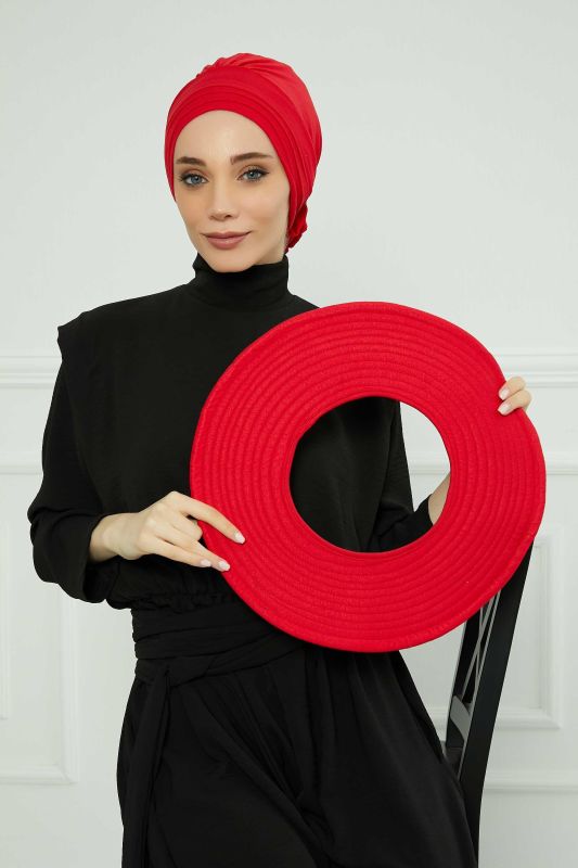 Removable Combed Cotton Hat Bonnet,S-2P Red - 4