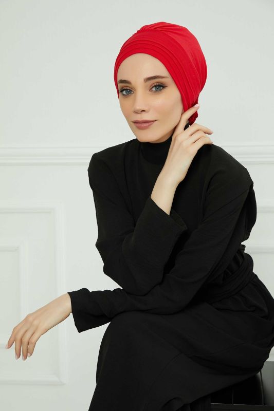 Removable Combed Cotton Hat Bonnet,S-2P Red - 5