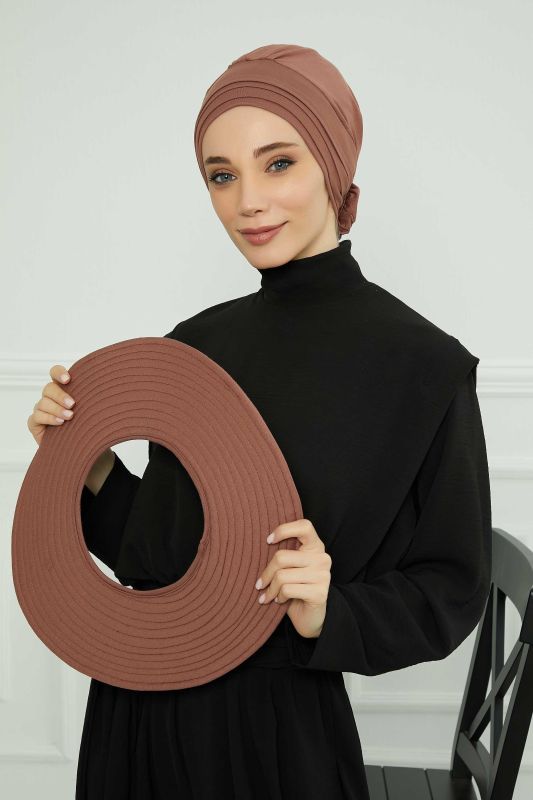 Çıkarılabilir Penye Şapka Bone,S-2P Koyu Kahverengi - 6