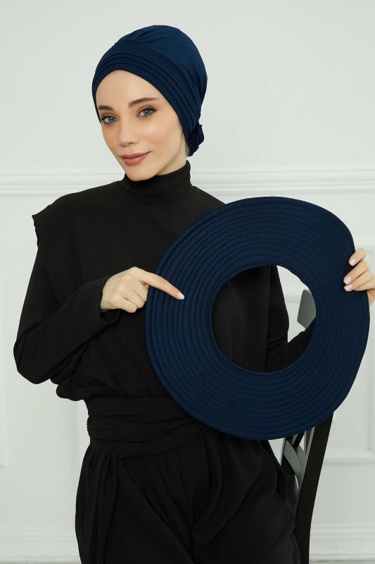 Çıkarılabilir Penye Şapka Bone,S-2P Lacivert - 6