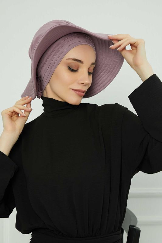 قبعة من القطن الممشط قابلة للإزالة، S-2P أرجواني - 2