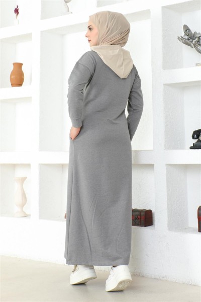 Çizgili Spor Elbise GRİ - Thumbnail