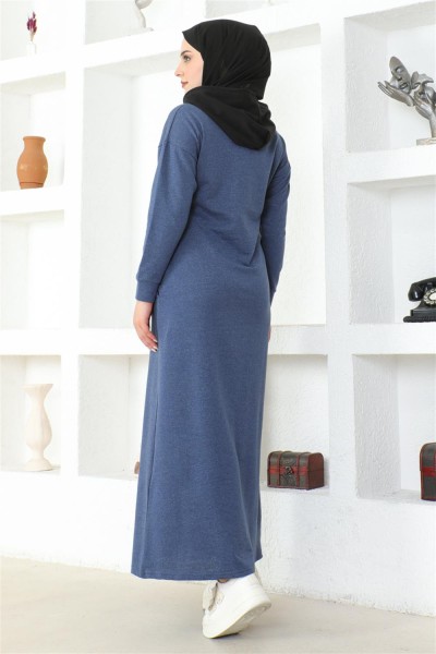 MG - Çizgili Spor Elbise İNDİGO