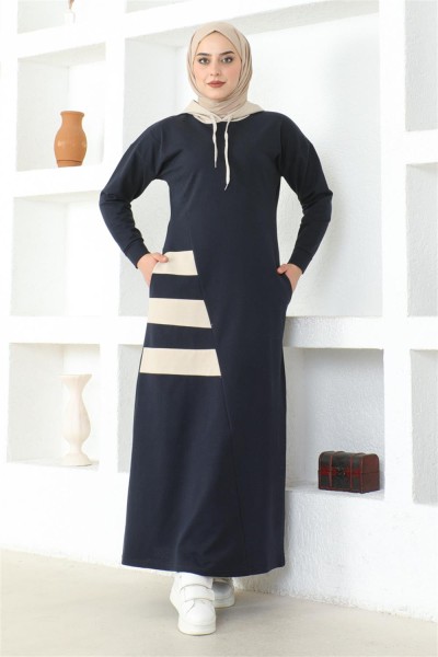 MG - Çizgili Spor Elbise LACİVERT