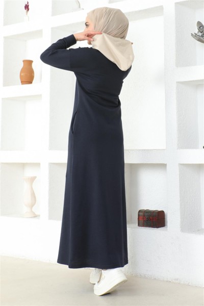 Çizgili Spor Elbise LACİVERT - Thumbnail