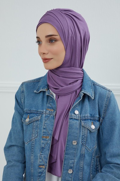 Moda Çizgi - Çoklu Çapraz Dikim Pratik Penye Şal,PS-41 Mor 2